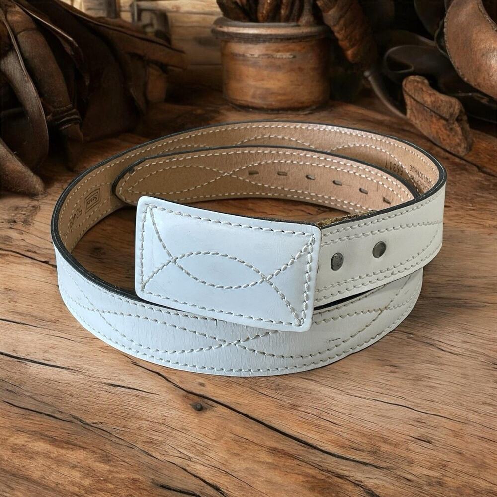 Vintage Men’s Size 36 Sears Top Grain Leather Split Cowhide Belt Leather Buckle